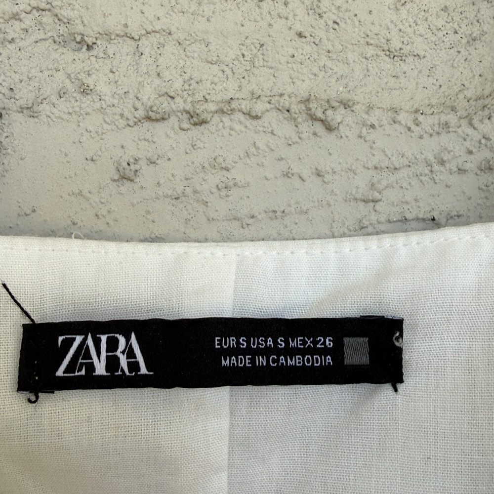 Zara White Embroidered Lace Boho Midi Dress Size Small - Picture 2 of 13